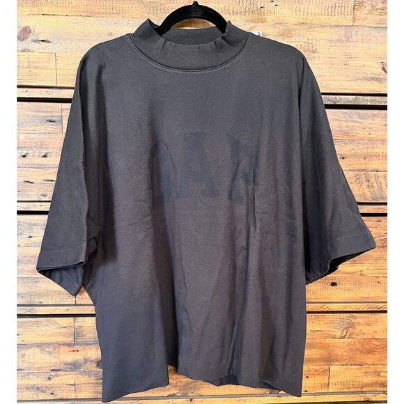 Yeezy X Gap X Balenciaga Crop double layer Dove t-shirt Black Oversize Sz M NEW - Picture 2 of 8